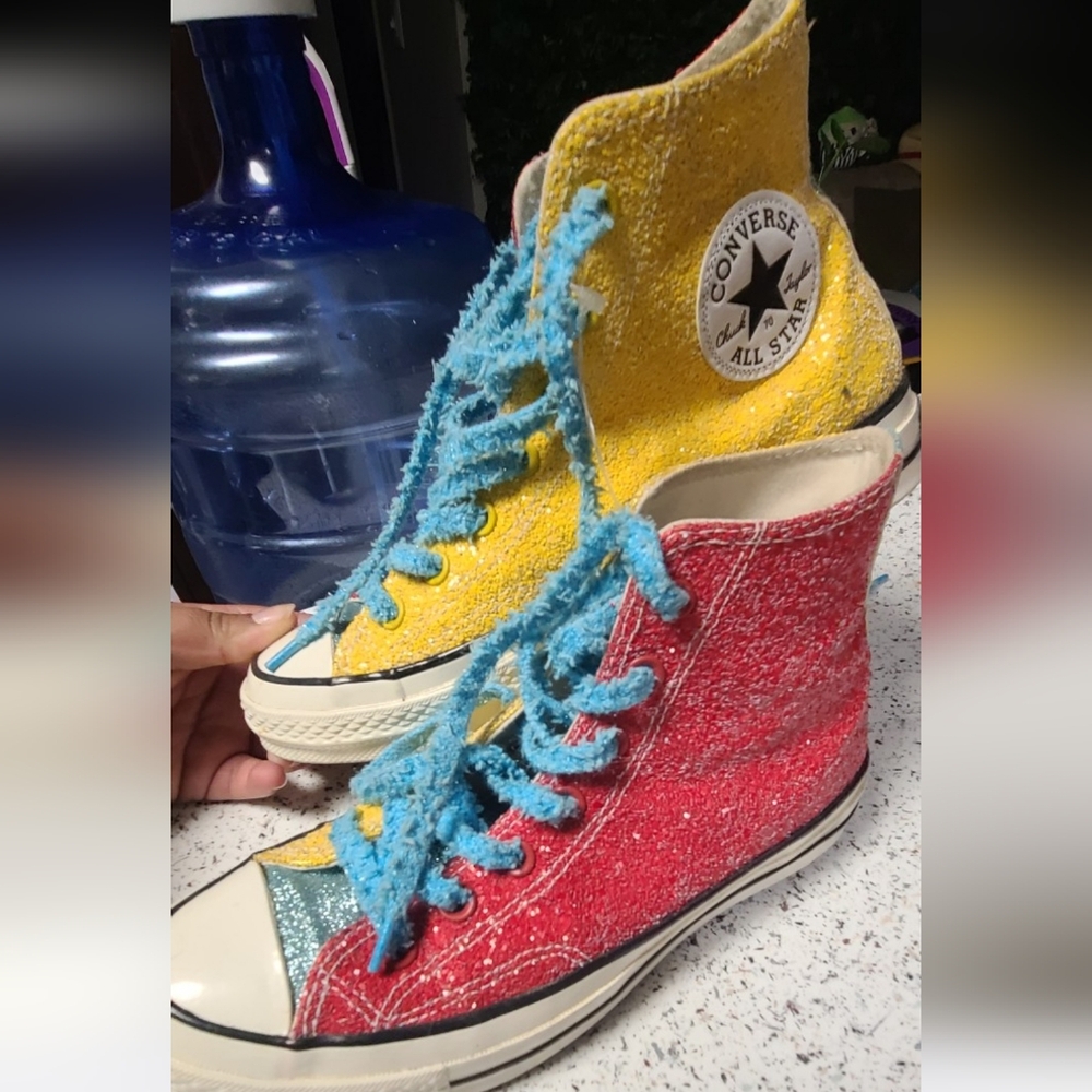 Converse Kids Red and Yellow High-Top Sneakers